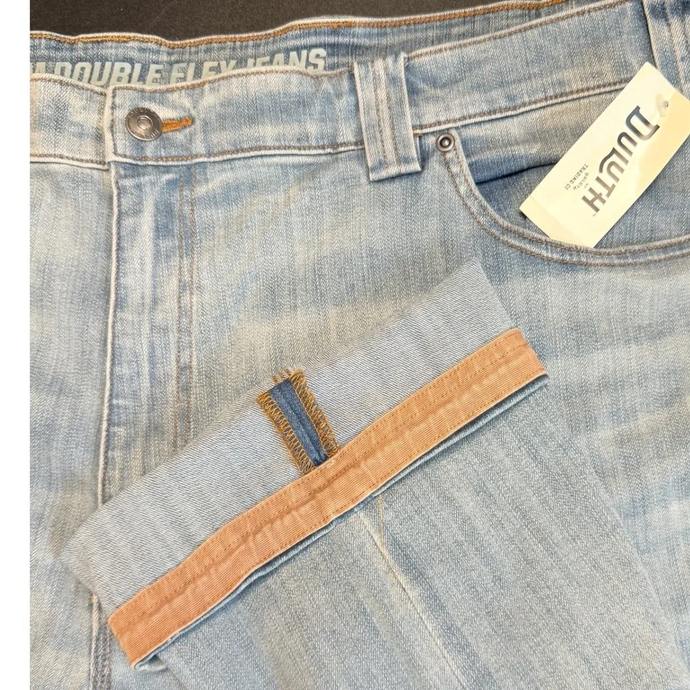 Duluth Trading Co Selvedge Double Flex Jeans Mens 46x30 Light Wash Standard Fit